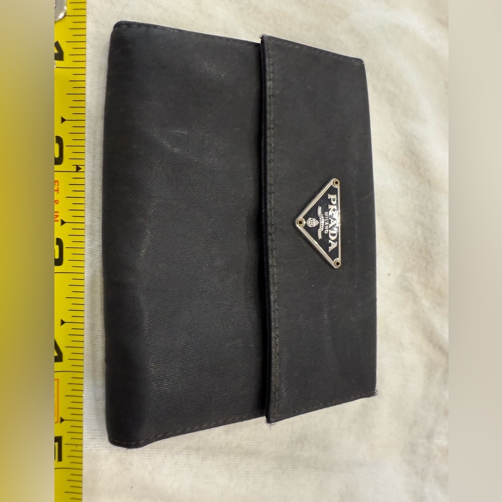 Prada black canvas unisex wallet. GUC bifold